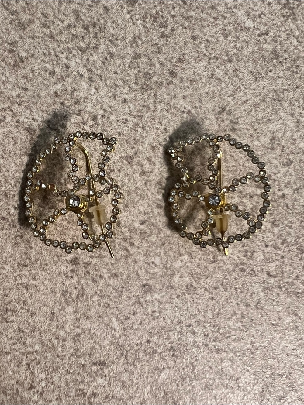 Anthropologie Gold-Tone Crystal Circle Drop Earrings